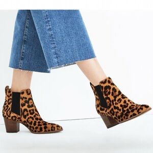 Madewell Regan Leopard Calf Hair Chelsea Booties Size 6.5